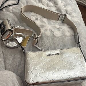 NWT Michael Kors Metallic Silver Shoulder Bag